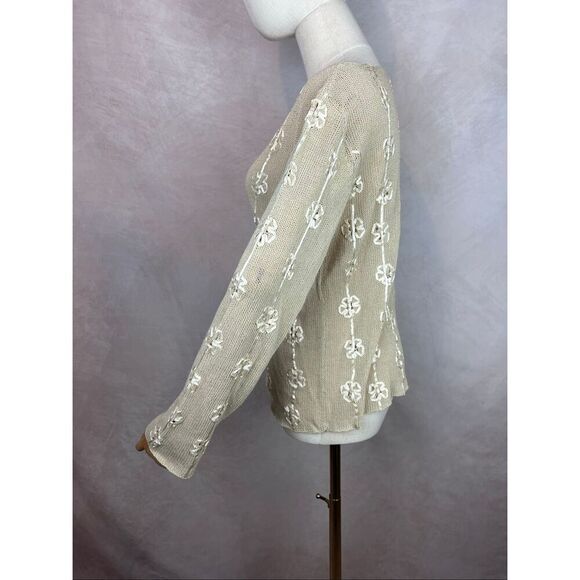 Vintage 1990s Knit Top Floral Embellishments Boho Whimsical Fairy Renaissance - Picture 4 of 13
